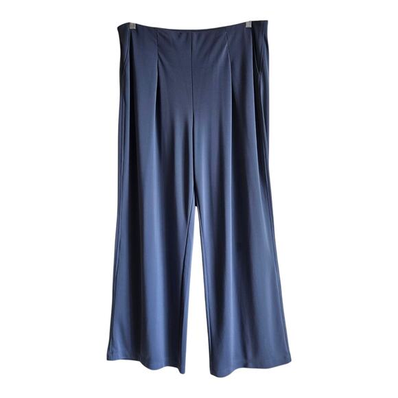 SUSAN GRAVER Women's XL Pants Wide Leg Pleated Elastic Waist Liquid Knit 35 x 30 - Picture 1 of 7